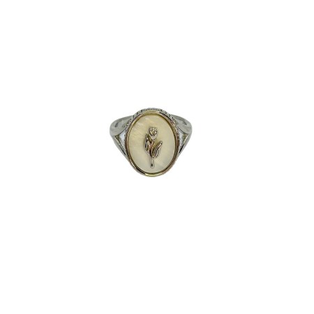 ring silver 925 with white stone and flower1